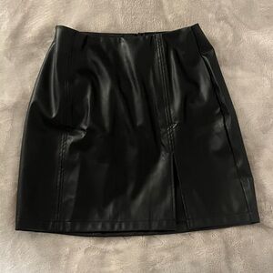 Mango Black Faux Leather Pencil Skirt l NWT